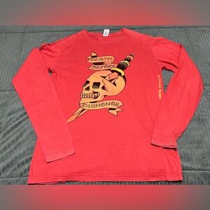 VTG Ed Hardy Christian Audigier Death Dishonor Long Sleeve Shirt M Made In USA